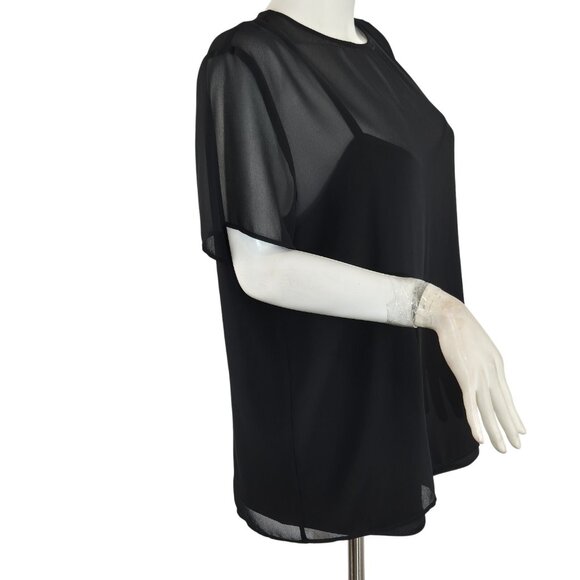 Marella Women's Top Blouse 2 Pc Size 8 Short Sleeve Black  Round Neck NWT 12 - Picture 2 of 10